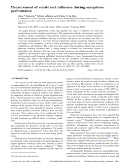 Measurement of Vocal-Tract Influence During Saxophone Performance