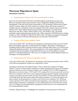 Moroccan Migration to Spain (Destination Countries)