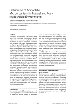 Distribution of Acidophilic Microorganisms in Natural and Man- Made Acidic Environments Sabrina Hedrich and Axel Schippers*