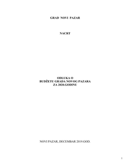 Član 1. Prihodi I Primanja , Rashodi I Izdaci Budžeta Grada Novog Pazara Za 2020.Godinu