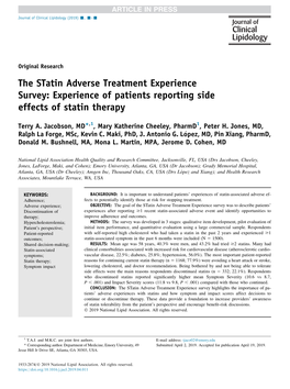 Experience of Patients Reporting Side Effects of Statin Therapy