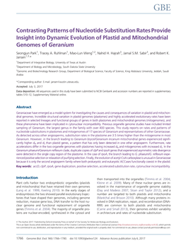 Contrasting Patterns of Nucleotide Substitution Rates Provide Insight Into Dynamic Evolution of Plastid and Mitochondrial Genomes of Geranium