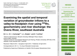 Examining the Spatial and Temporal Variation of Groundwater Inflows