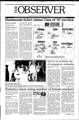 Hammonds Ticket Claims Class of '97 Election Receive More Than 50 Pereent Run-Off Stands of the Votes Cast