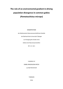 The Role of an Environmental Gradient in Driving Population Divergence in Common Gobies (Pomatoschistus Microps)