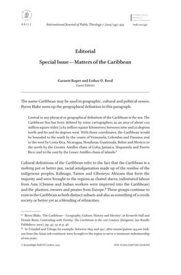 Editorial Special Issue—Matters of the Caribbean