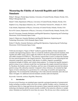 Measuring the Fidelity of Asteroid Regolith and Cobble Simulants Philip T