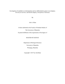 Khan Msc 19 Aug 2017 Sex Determination and Sex Differentiation Genes in Lampreys AK MD AK Aug 26