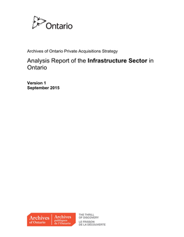 Analysis Report of the Infrastructure Sector in Ontario