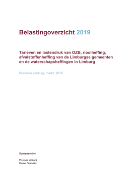 Provincie Limburg Belastingoverzicht 2019