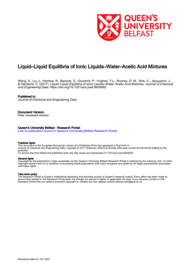 Liquid–Liquid Equilibria of Ionic Liquids–Water–Acetic Acid Mixtures