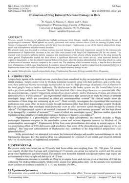 Evaluation of Drug Induced Neuronal Damage in Rats