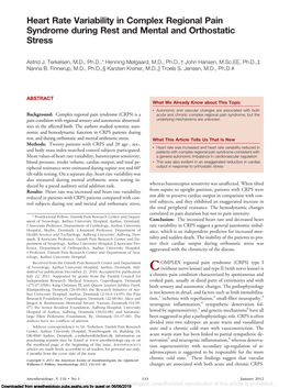 Heart Rate Variability in Complex Regional Pain Syndrome During Rest and Mental and Orthostatic Stress