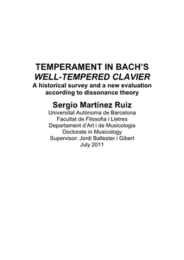 Temperament in Bach's Well-Tempered Clavier