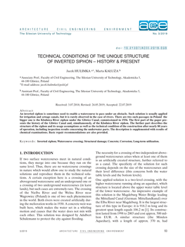 Technical Conditions of the Unique Structure of Inverted Siphon – History & Present