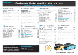 Free Buses to Middleton and Rochdale Campuses 20 17/ 18