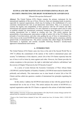 Doi: 10.14324/111.2052-1871.088 46 Ecowas and The