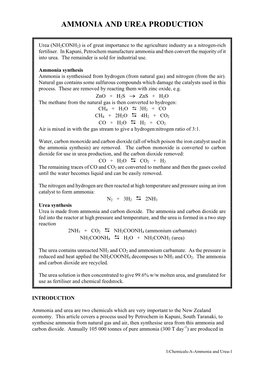 Ammonia and Urea Production