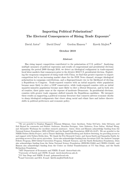 Importing Political Polarization? the Electoral Consequences of Rising Trade Exposure∗