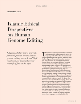 Islamic Ethical Perspectives on Human Genome Editing