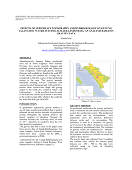 Effects of Subsurface Topography and Hydrogeology on Gunung Talang Hot Water Systems, Sumatra, Indonesia: an Analysis Based on Gravity Data