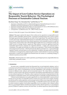 The Impact of Low-Carbon Service Operations on Responsible Tourist Behavior: the Psychological Processes of Sustainable Cultural Tourism