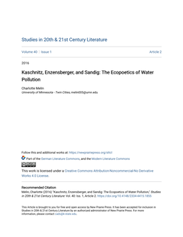 The Ecopoetics of Water Pollution