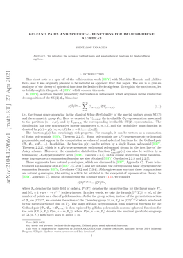 Gelfand Pairs and Spherical Functions for Iwahori-Hecke Algebras