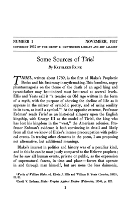Some Sources of "Tiriel"