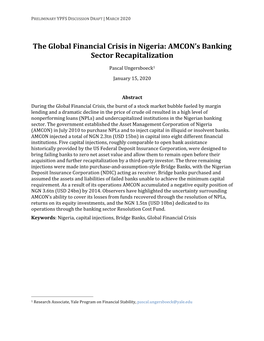 The Global Financial Crisis in Nigeria: AMCON's Banking Sector