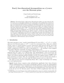 Fourq: Four-Dimensional Decompositions on a Q-Curve Over the Mersenne Prime