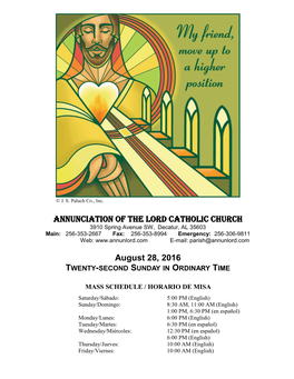 ANNUNCIATION of the LORD CATHOLIC CHURCH August 28, 2016