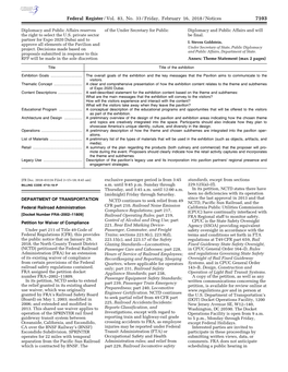 Federal Register/Vol. 83, No. 33/Friday, February 16, 2018/Notices