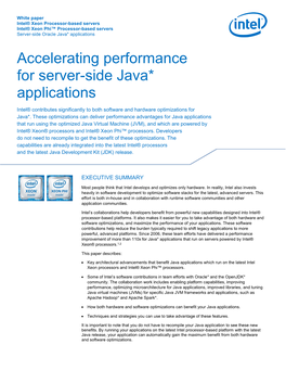 Accelerating Performance for Server-Side Java* Applications 2