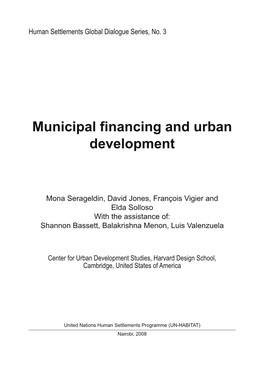 Municipal Financing and Urban Development