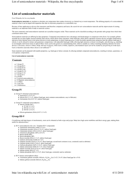 List of Semiconductor Materials - Wikipedia, the Free Encyclopedia Page 1 of 4