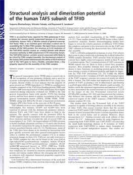 Structural Analysis and Dimerization Potential of the Human TAF5 Subunit of TFIID