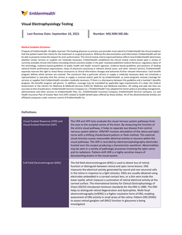 Visual Electrophysiology Testing