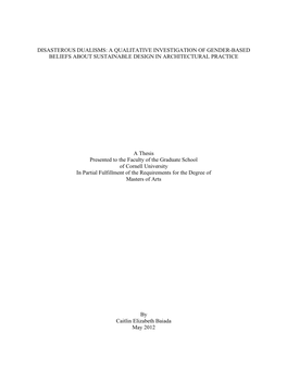 A Qualitative Investigation of Gender-Based Beliefs About Sustainable Design in Architectural Practice