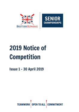 2019 Notice of Competition