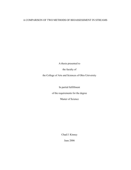 A Comparison of Two Methods of Bioassessment in Streams