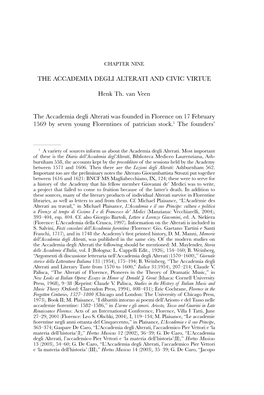 THE ACCADEMIA DEGLI ALTERATI and CIVIC VIRTUE Henk Th. Van