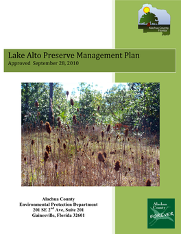 Lake Alto Preserve Management Plan