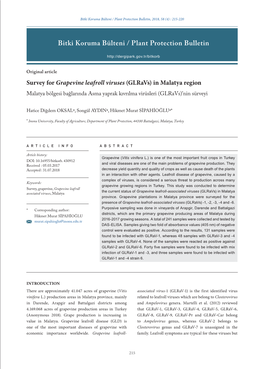 Bitki Koruma Bülteni / Plant Protection Bulletin, 2018, 58 (4) : 215-220