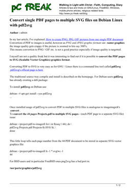 Convert Single PDF Pages to Multiple SVG Files on Debian Linux with Pdf2svg