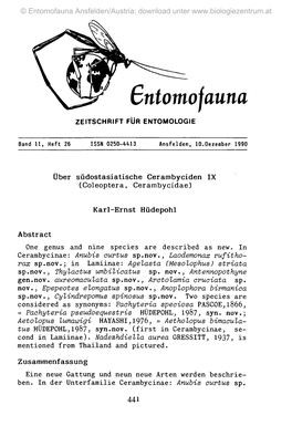 Sntomojauna ZEITSCHRIFT FÜR ENTOMOLOGIE