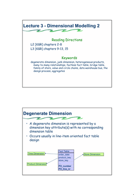 Lecture 3 - Dimensional Modelling 2