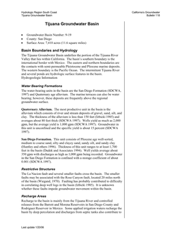 Tijuana Groundwater Basin Bulletin 118