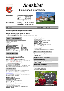 Amtsblatt Gemeinde Grundsheim