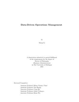 Data-Driven Operations Management